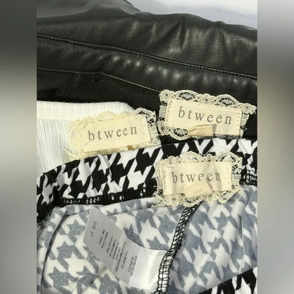 Btween Girls Set 4T Houndstooth Flare Pants Ribbed Top Faux Leather Jacket 3pc - Picture 14 of 15